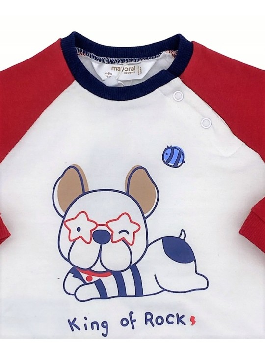 MAYORAL NEWBORN KOMPLET DRES DLA CHŁOPCA BLUZA Z PIESKIEM SPODNIE GRANATOWE 1681/87