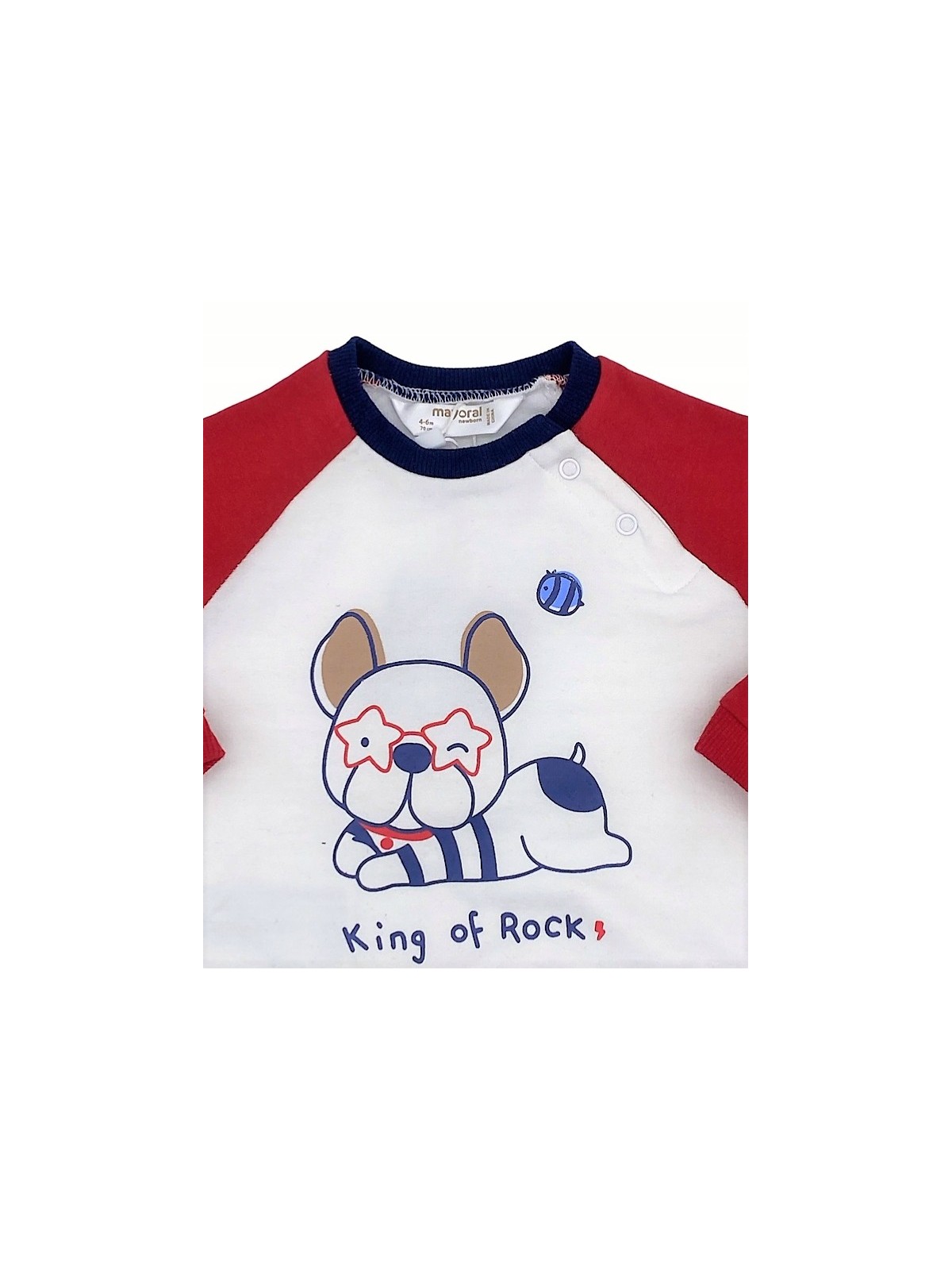 MAYORAL NEWBORN KOMPLET DRES DLA CHŁOPCA BLUZA Z PIESKIEM SPODNIE GRANATOWE 1681/87