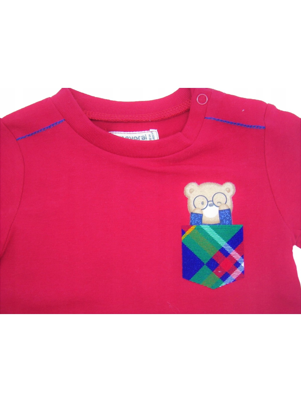 MAYORAL NEWBORN  KOSZULKA BLUZKA NA DŁUGI RĘKAW DLA CHŁOPCA  CZERWONA MIŚ 2034/81