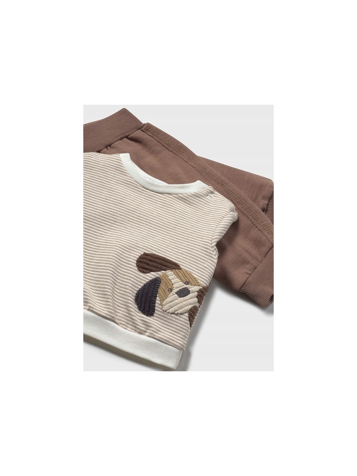 MAYORAL NEWBORN KOMPLET DLA CHŁOPCA  KAMIZELKA BLUZA SPODNIE BEŻ BRĄZ 2640/89