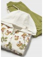 MAYORAL NEWBORN  KOMPLET DRES DLA CHŁOPCA BLUZA  Z KAPTUREM W PSZCZÓŁKI ZIELONE SPODNIE KOSZULKA BIAŁA 1801/4