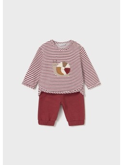 MAYORAL NEWBORN KOMPLET BLUZA ZE ŚLIMAKIEM SPODNIE GŁADKIE 2621/21