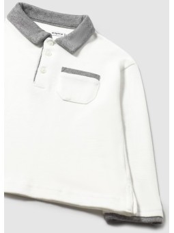 MAYORAL BABY KOSZULKA POLO DLA CHŁOPCA BIAŁA SZARY KOŁNIERZYK 2103