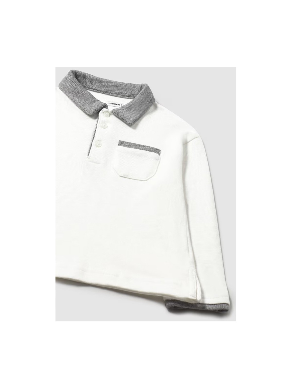 MAYORAL BABY KOSZULKA POLO DLA CHŁOPCA BIAŁA SZARY KOŁNIERZYK 2103