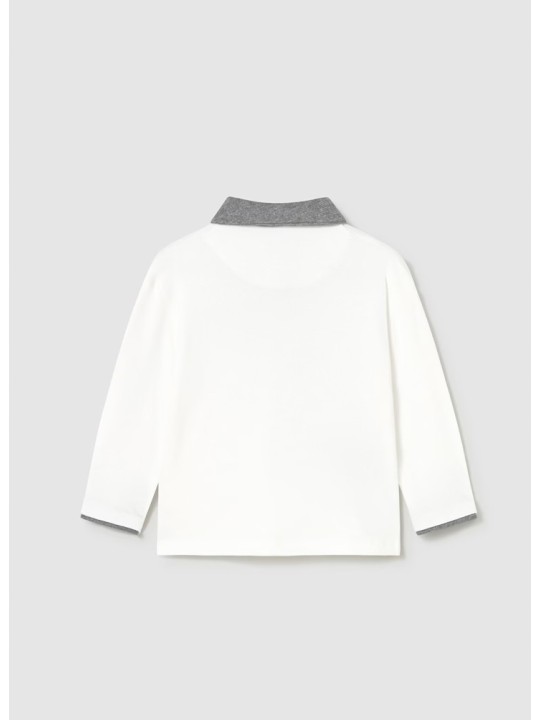 MAYORAL BABY KOSZULKA POLO DLA CHŁOPCA BIAŁA SZARY KOŁNIERZYK 2103