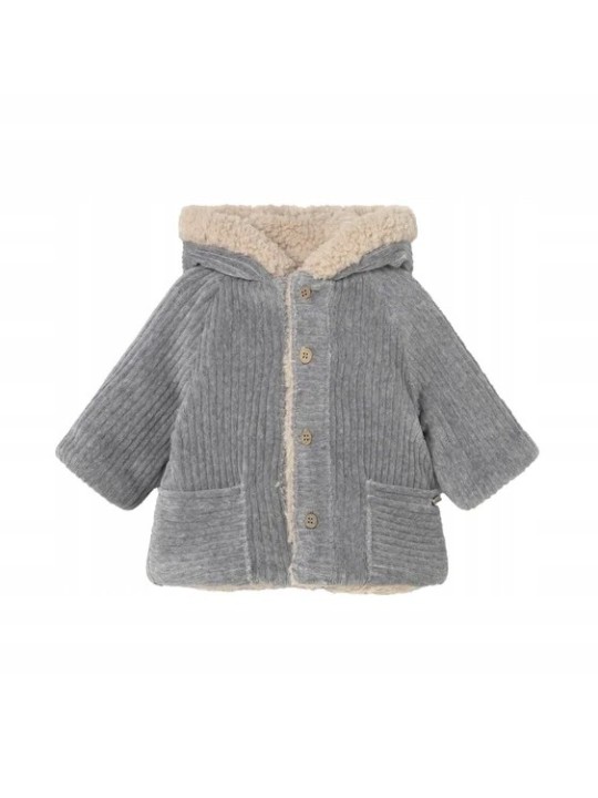 MAYORAL NEWBORN BLUZA Z KAPTUREM DWUSTRONNA SZARA KREM 2496