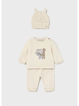 MAYORAL NEWBORN KOMPLET SZTRUKSOWY CZAPKA KREM 2624/1