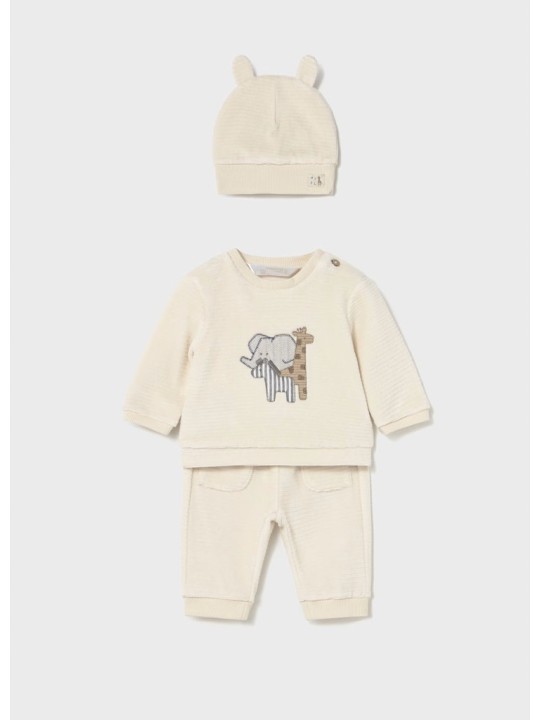 MAYORAL NEWBORN KOMPLET SZTRUKSOWY CZAPKA KREM 2624/1