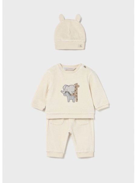 MAYORAL NEWBORN KOMPLET SZTRUKSOWY CZAPKA KREM 2624/1