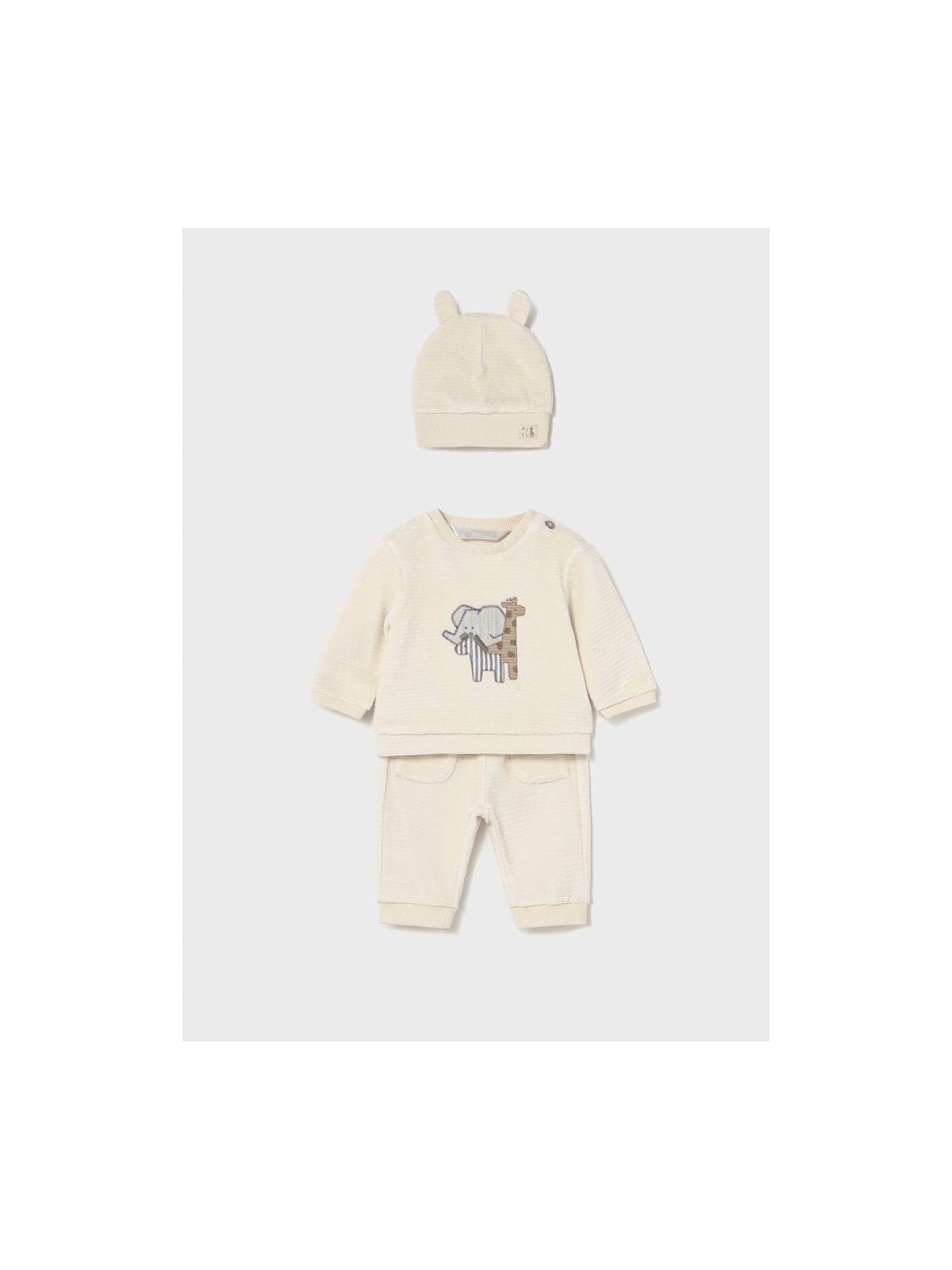 MAYORAL NEWBORN KOMPLET SZTRUKSOWY CZAPKA KREM 2624/1