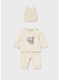 MAYORAL NEWBORN KOMPLET SZTRUKSOWY CZAPKA KREM 2624/1