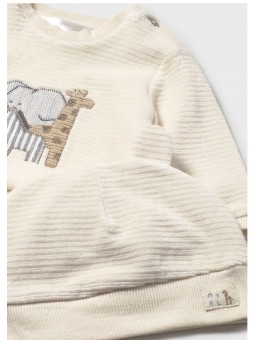 MAYORAL NEWBORN KOMPLET SZTRUKSOWY CZAPKA KREM 2624/1