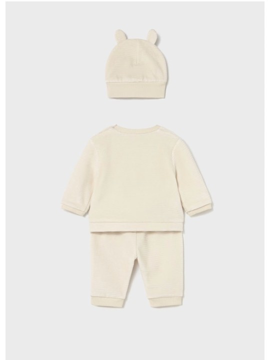 MAYORAL NEWBORN KOMPLET SZTRUKSOWY CZAPKA KREM 2624/1