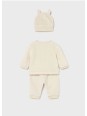 MAYORAL NEWBORN KOMPLET SZTRUKSOWY CZAPKA KREM 2624/1