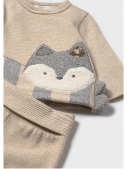 MAYORAL NEWBORN KOMPLET DZIANINOWY BEŻ LISEK 2558