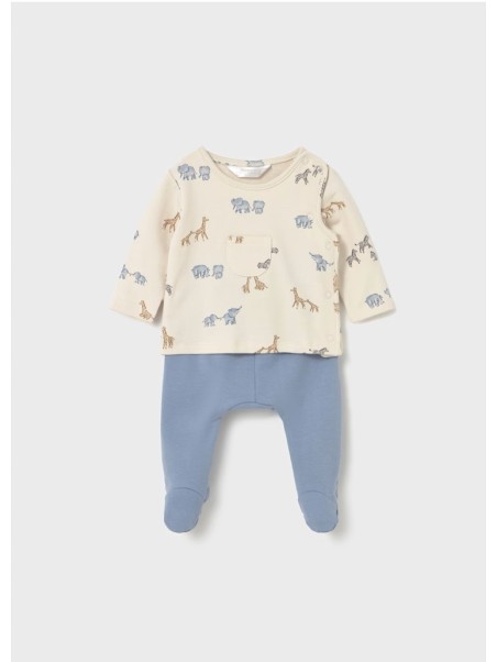 MAYORAL NEWBORN  KOMPLET BLUZKA PÓŁŚPIOCHY BEŻ NIEBIESKI 2567