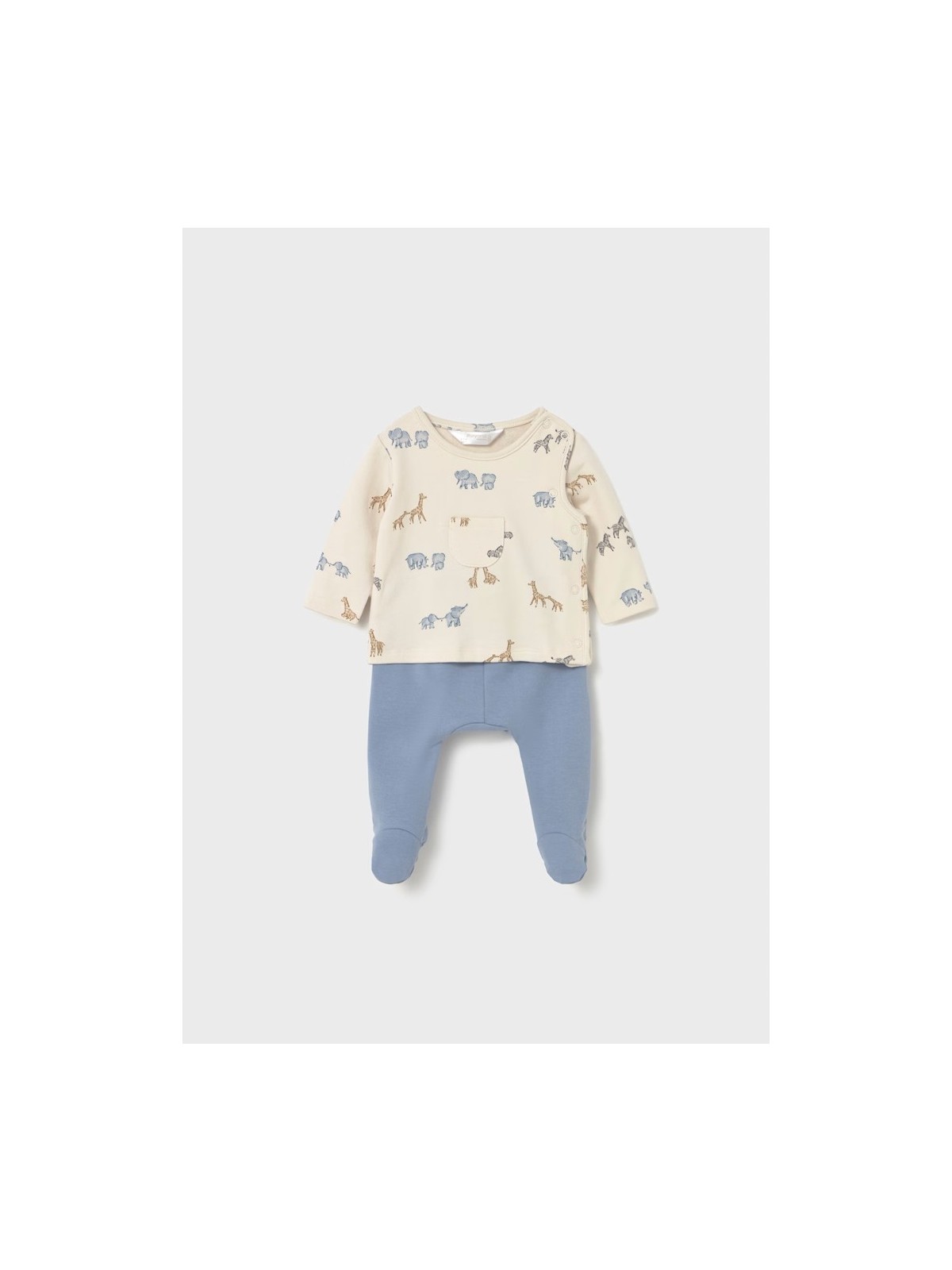 MAYORAL NEWBORN  KOMPLET BLUZKA PÓŁŚPIOCHY BEŻ NIEBIESKI 2567