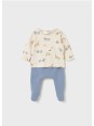 MAYORAL NEWBORN  KOMPLET BLUZKA PÓŁŚPIOCHY BEŻ NIEBIESKI 2567