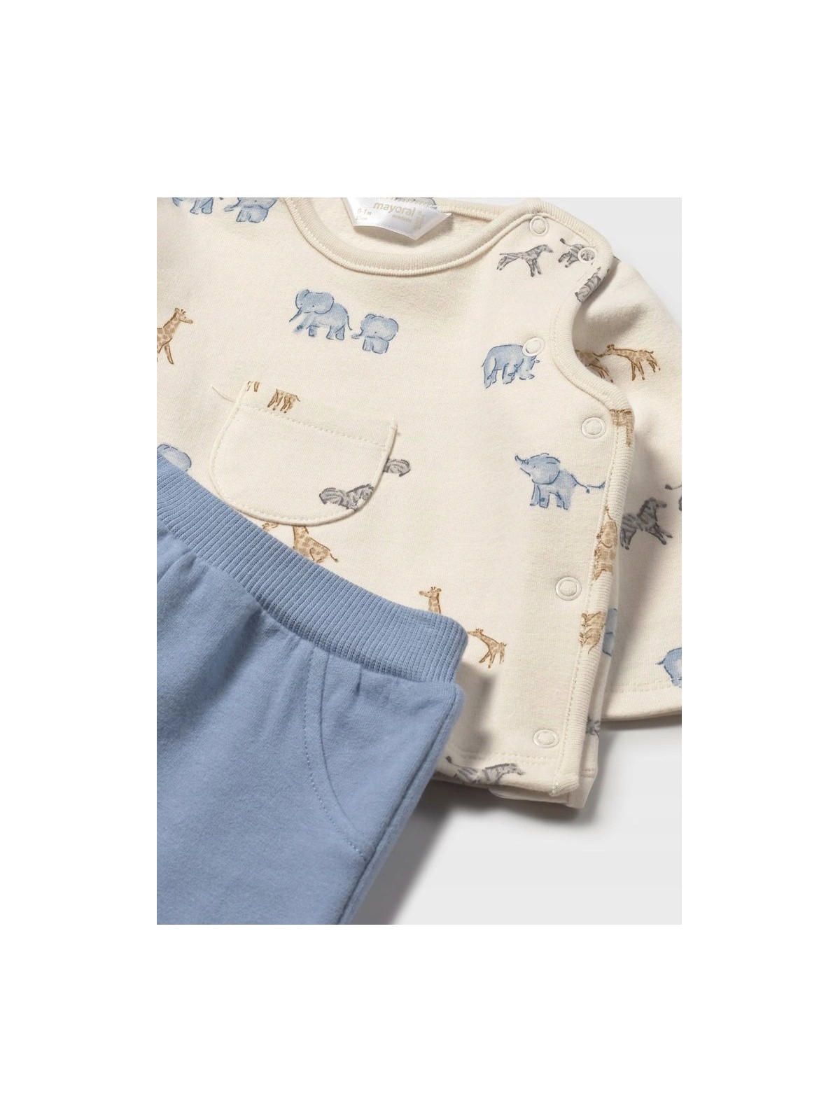 MAYORAL NEWBORN  KOMPLET BLUZKA PÓŁŚPIOCHY BEŻ NIEBIESKI 2567