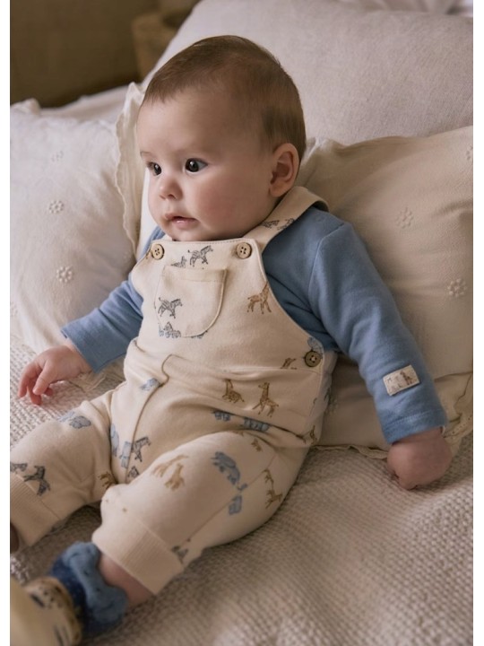 MAYORAL NEWBORN PAJAC  KOSZULKA OGRODNICZKI NIEBIESKI BEŻ 2618