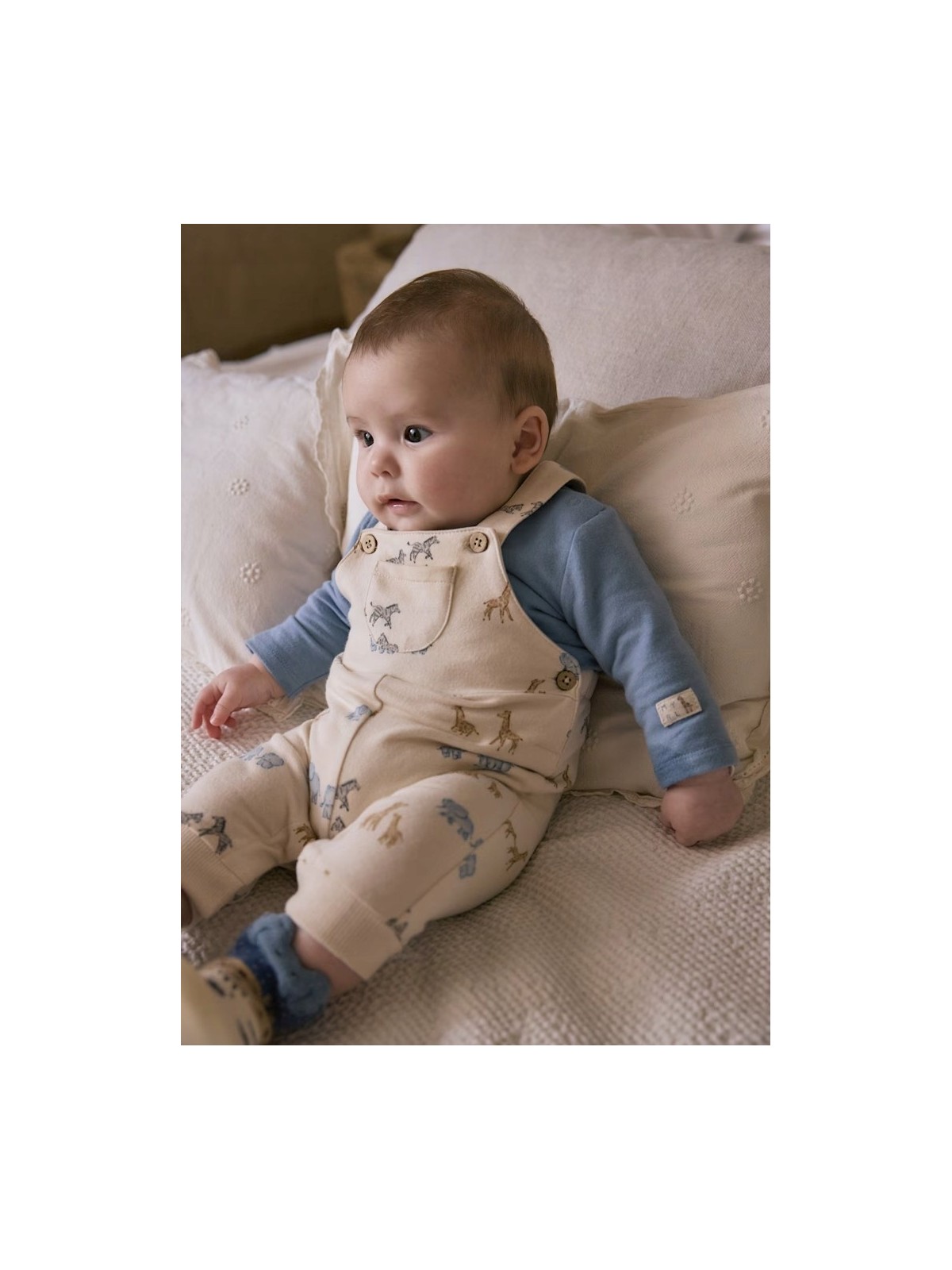 MAYORAL NEWBORN PAJAC  KOSZULKA OGRODNICZKI NIEBIESKI BEŻ 2618