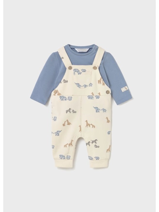 MAYORAL NEWBORN PAJAC  KOSZULKA OGRODNICZKI NIEBIESKI BEŻ 2618