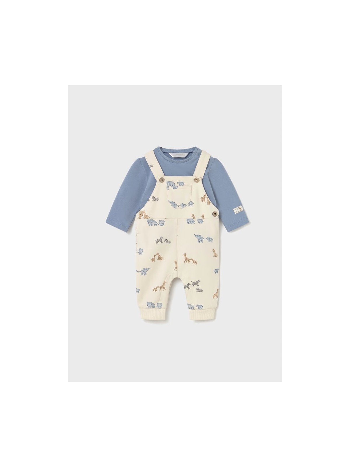 MAYORAL NEWBORN PAJAC  KOSZULKA OGRODNICZKI NIEBIESKI BEŻ 2618