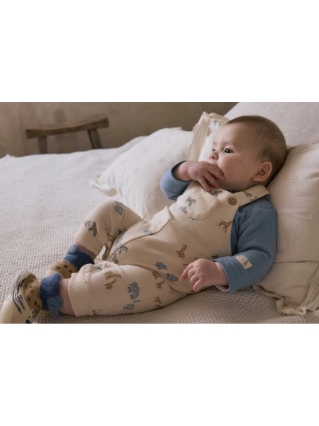 MAYORAL NEWBORN PAJAC  KOSZULKA OGRODNICZKI NIEBIESKI BEŻ 2618