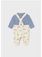 MAYORAL NEWBORN PAJAC  KOSZULKA OGRODNICZKI NIEBIESKI BEŻ 2618