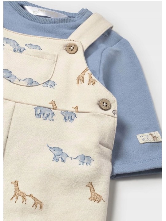 MAYORAL NEWBORN PAJAC  KOSZULKA OGRODNICZKI NIEBIESKI BEŻ 2618