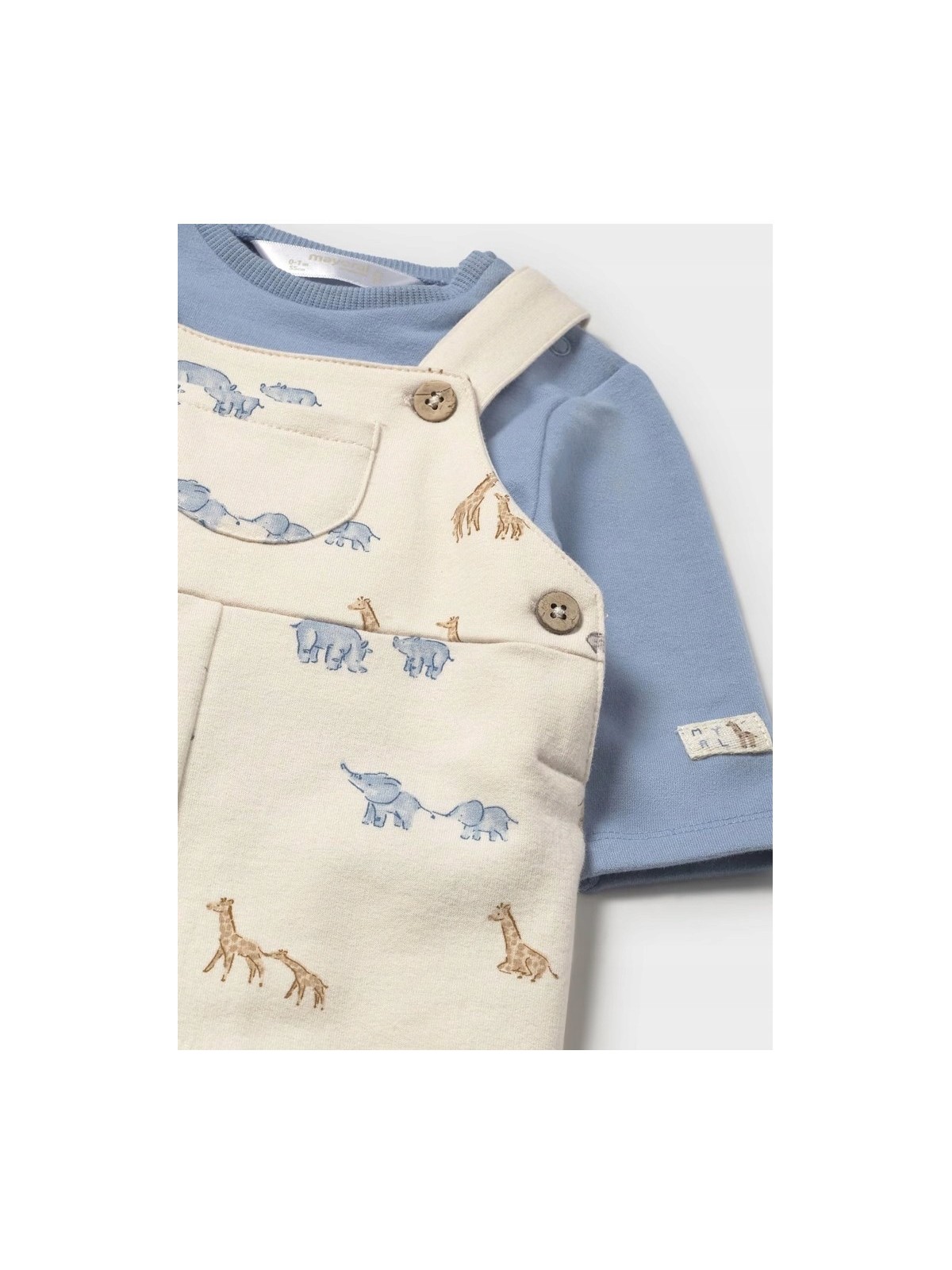 MAYORAL NEWBORN PAJAC  KOSZULKA OGRODNICZKI NIEBIESKI BEŻ 2618