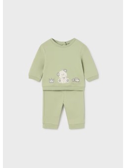 MAYORAL NEWBORN KOMPLET BLUZA Z MISIEM SPODNIE ZIELONE 2680/17