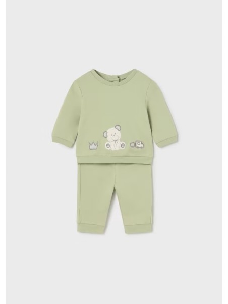 MAYORAL NEWBORN KOMPLET BLUZA Z MISIEM SPODNIE ZIELONE 2680/17