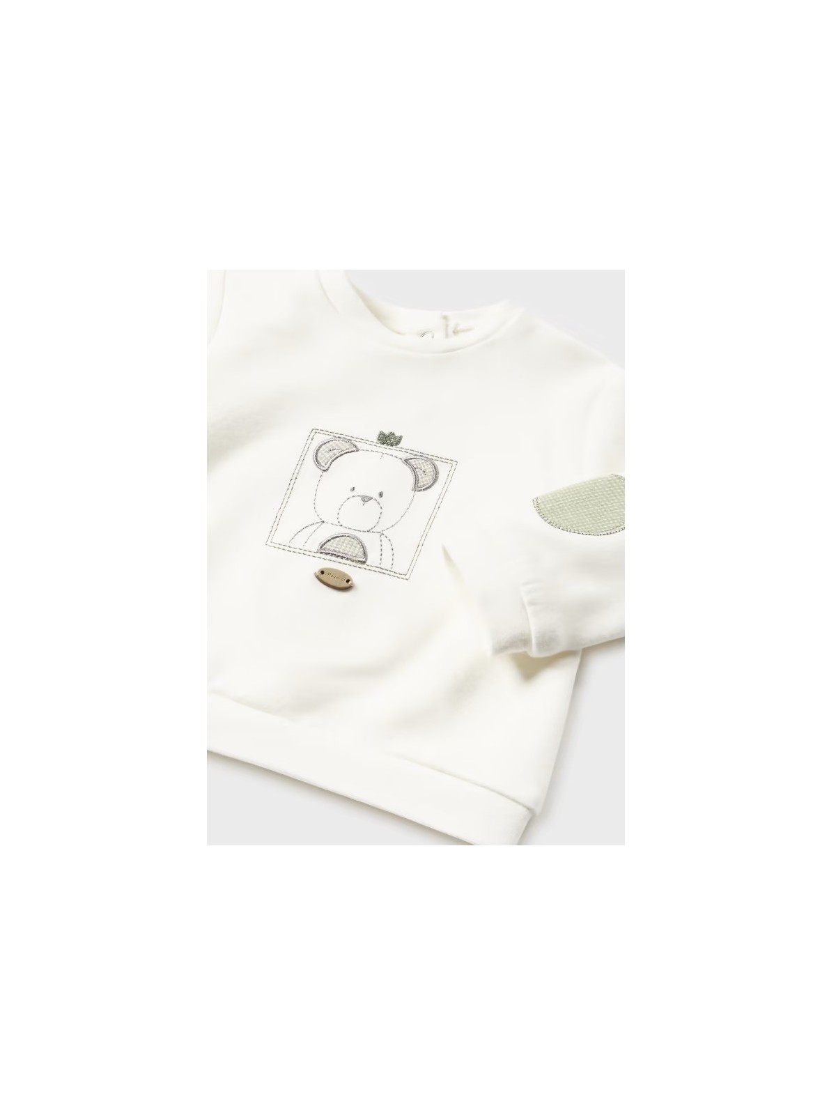 MAYORAL NEWBORN KOMPLET BLUZA KREM  Z MISIEM SPODNIE ZIELONE 2680/17