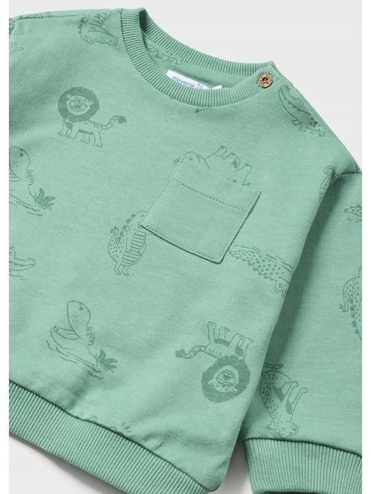 MAYORAL BABY BLUZA DLA CHŁOPCA ZWIERZĄTKA  ZIELONA  1441/52