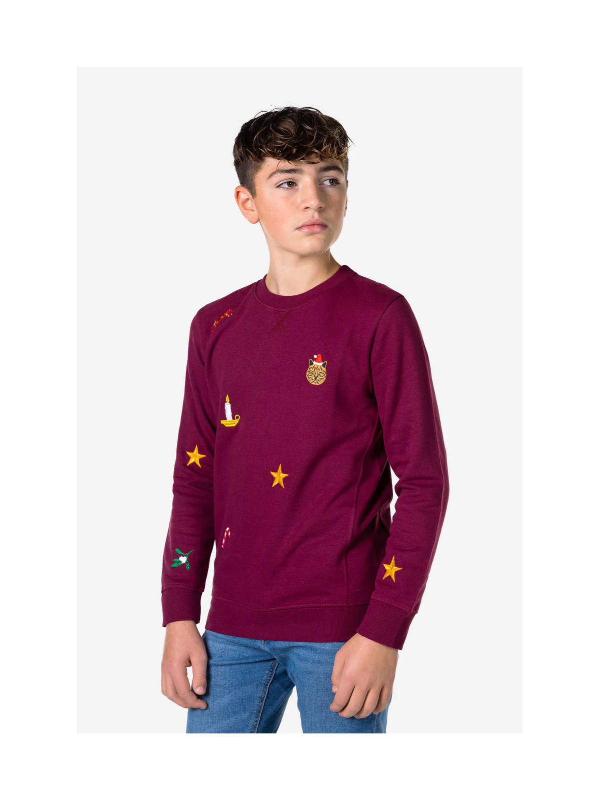 OPPOSUITS BLUZA ŚWIĘTA  DLA CHŁOPCA BORDO HAFTY ODST-1003-US