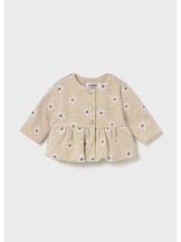 MAYORAL NEWBORN KOMPLET BOLERKO W KWIATKI KOSZULKA BIAŁA  SPODNIE SZARE 2733/29