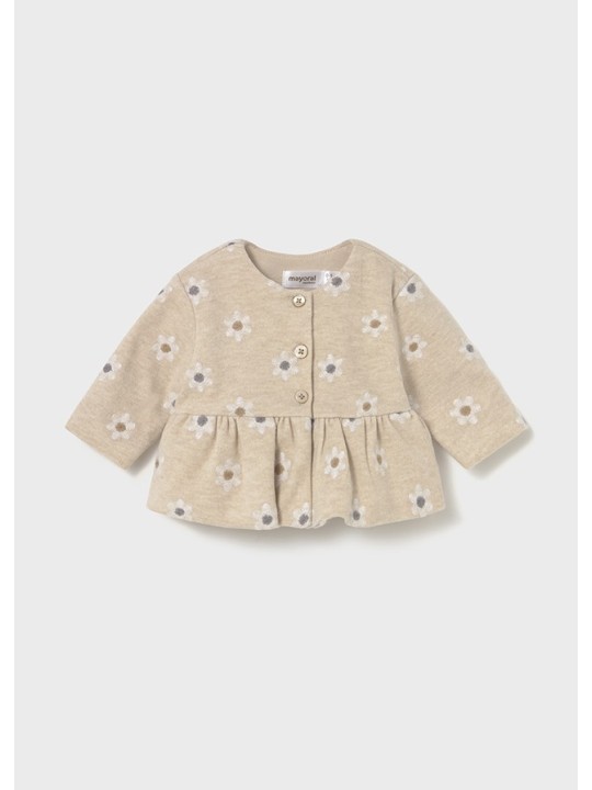 MAYORAL NEWBORN KOMPLET BOLERKO W KWIATKI KOSZULKA BIAŁA  SPODNIE SZARE 2733/29