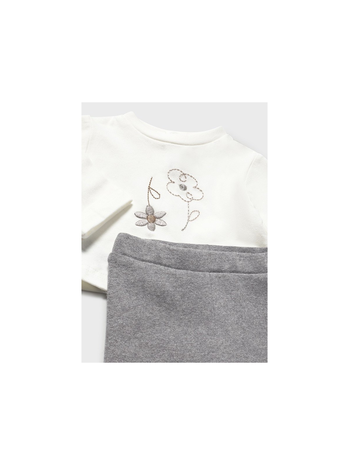 MAYORAL NEWBORN KOMPLET BOLERKO W KWIATKI KOSZULKA BIAŁA  SPODNIE SZARE 2733/29