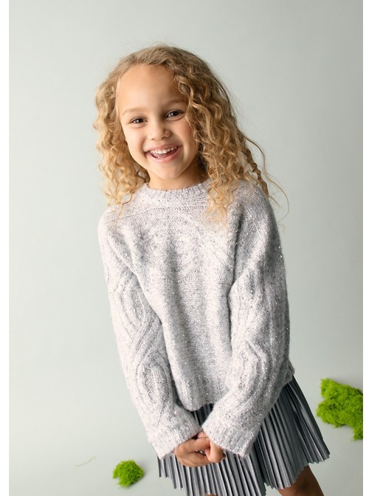 MAYORAL SWETER DLA DZIEWCZYNKI SREBRNY SZARY CEKINY 4306/66
