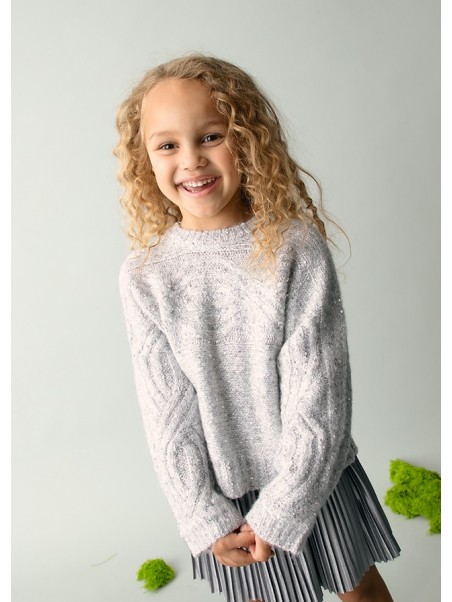MAYORAL SWETER DLA DZIEWCZYNKI SREBRNY SZARY CEKINY 4306/66