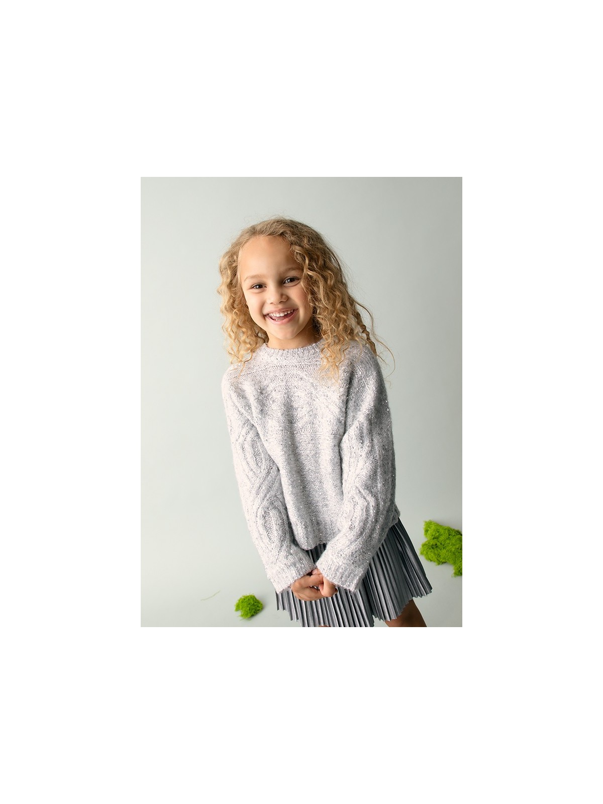 MAYORAL SWETER DLA DZIEWCZYNKI SREBRNY SZARY CEKINY 4306/66