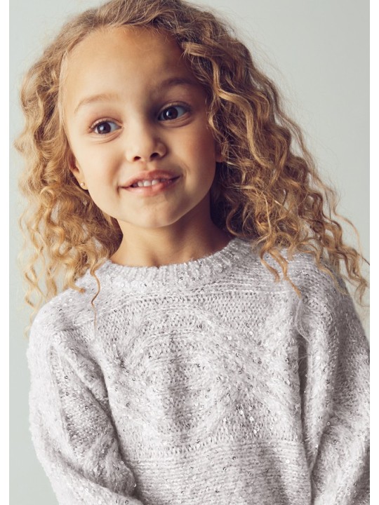 MAYORAL SWETER DLA DZIEWCZYNKI SREBRNY SZARY CEKINY 4306/66