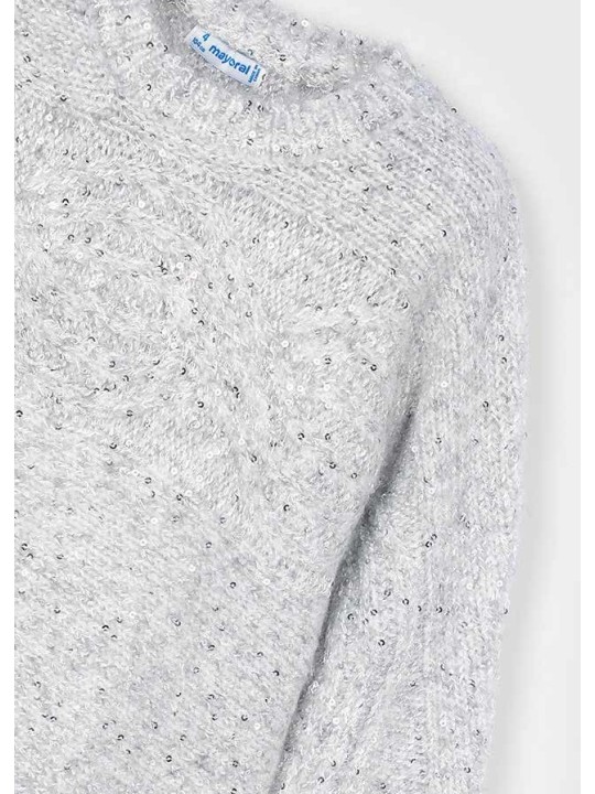 MAYORAL SWETER DLA DZIEWCZYNKI SREBRNY SZARY CEKINY 4306/66