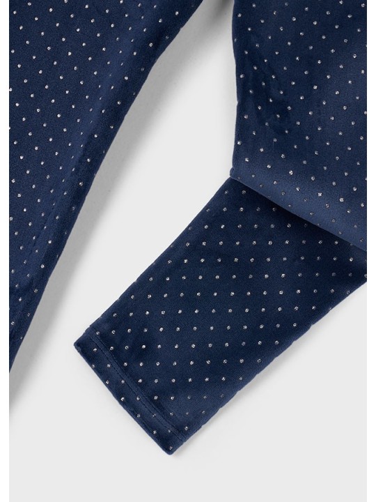 MAYORAL SPODNIE LEGINSY DLA DZIEWCZYNKI GRANAT AKSAMIT SREBRNE  KROPECZKI 4715/95