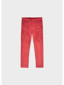 MAYORAL SPODNIE LEGINSY DLA DZIEWCZYNKI CZERWIEŃ AKSAMIT SREBRNE  KROPECZKI 4715/96