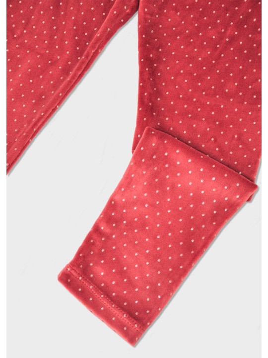 MAYORAL SPODNIE LEGINSY DLA DZIEWCZYNKI CZERWIEŃ AKSAMIT SREBRNE  KROPECZKI 4715/96