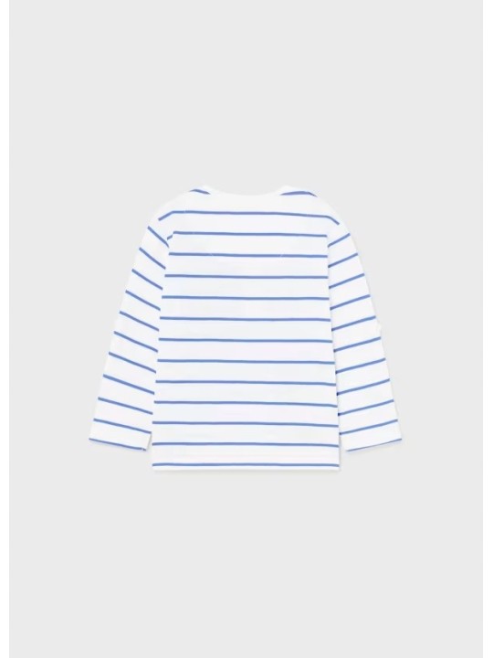 MAYORAL BABY KOSZULKA BLUZKA NA DŁUGI RĘKAW DLA CHŁOPCA BIAŁA W  NIEBIESKIE PASKI  1035/70