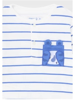 MAYORAL BABY KOSZULKA BLUZKA NA DŁUGI RĘKAW DLA CHŁOPCA BIAŁA W  NIEBIESKIE PASKI  1035/70