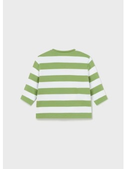 MAYORAL NEWBORN KOSZULKA BLUZKA NA DŁUGI RĘKAW  BIAŁA W ZIELONE PASKI KOSZULKA003